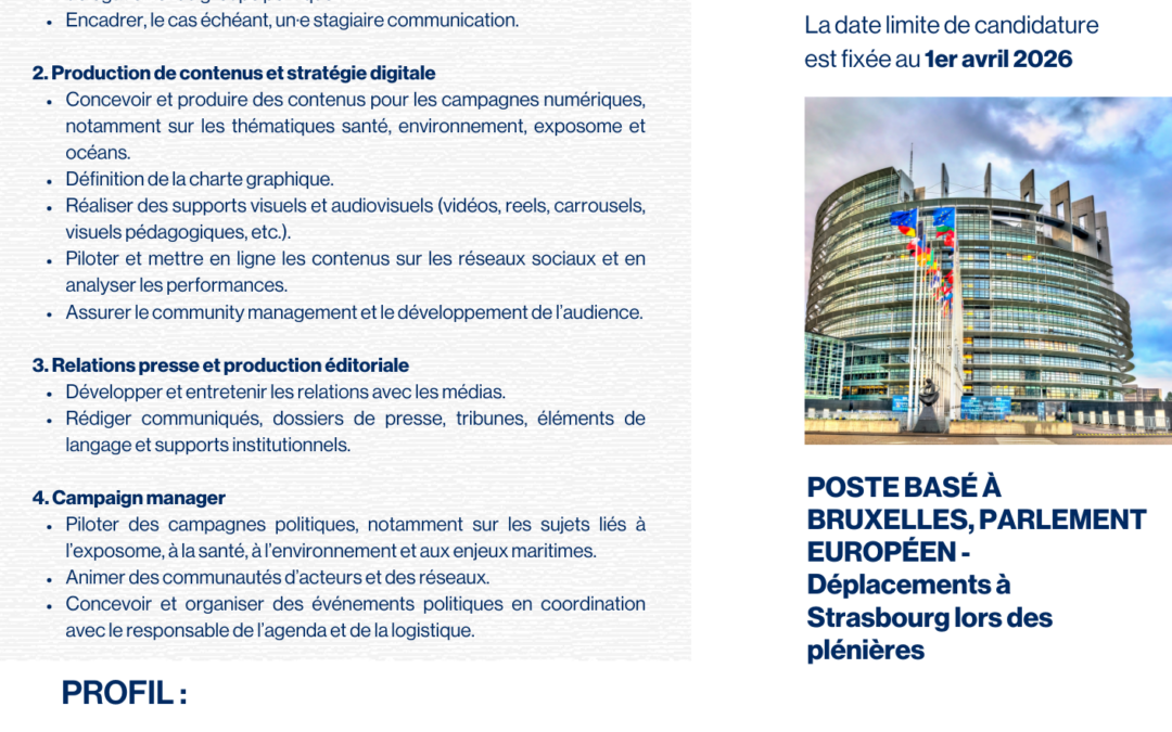 Recrutement – Responsable de la communication et de la mobilisation à Bruxelles